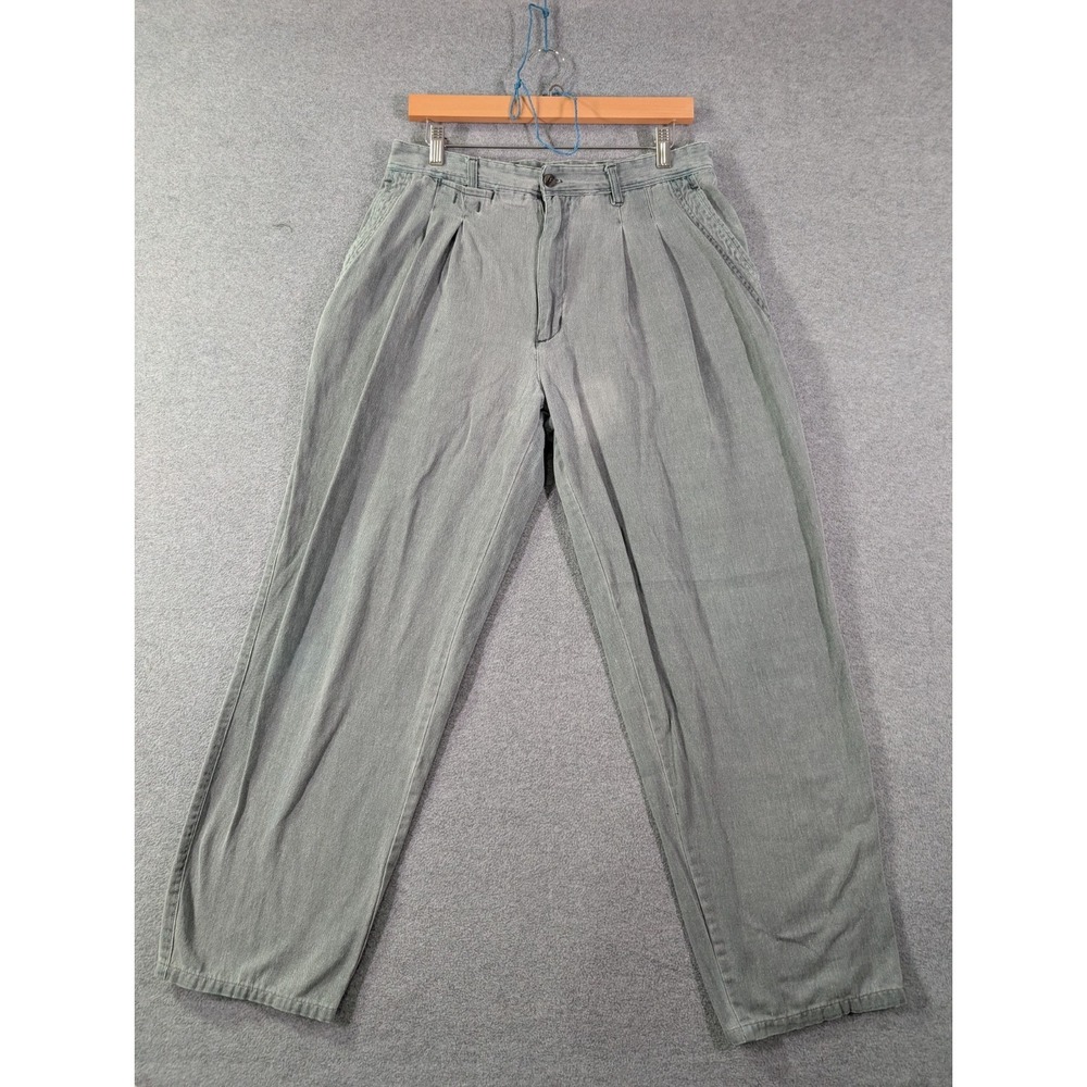Men's VTG Outrigger Pier Pleated Pants‎ 32XL 32x28 Sage Green Dadcore 90s